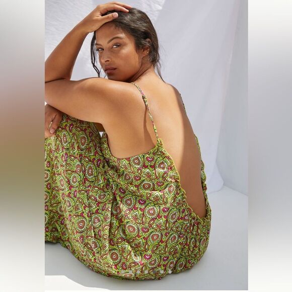 By Anthropologie Flounced Maxi Long Dress Citron Size XL - Picture 3 of 10